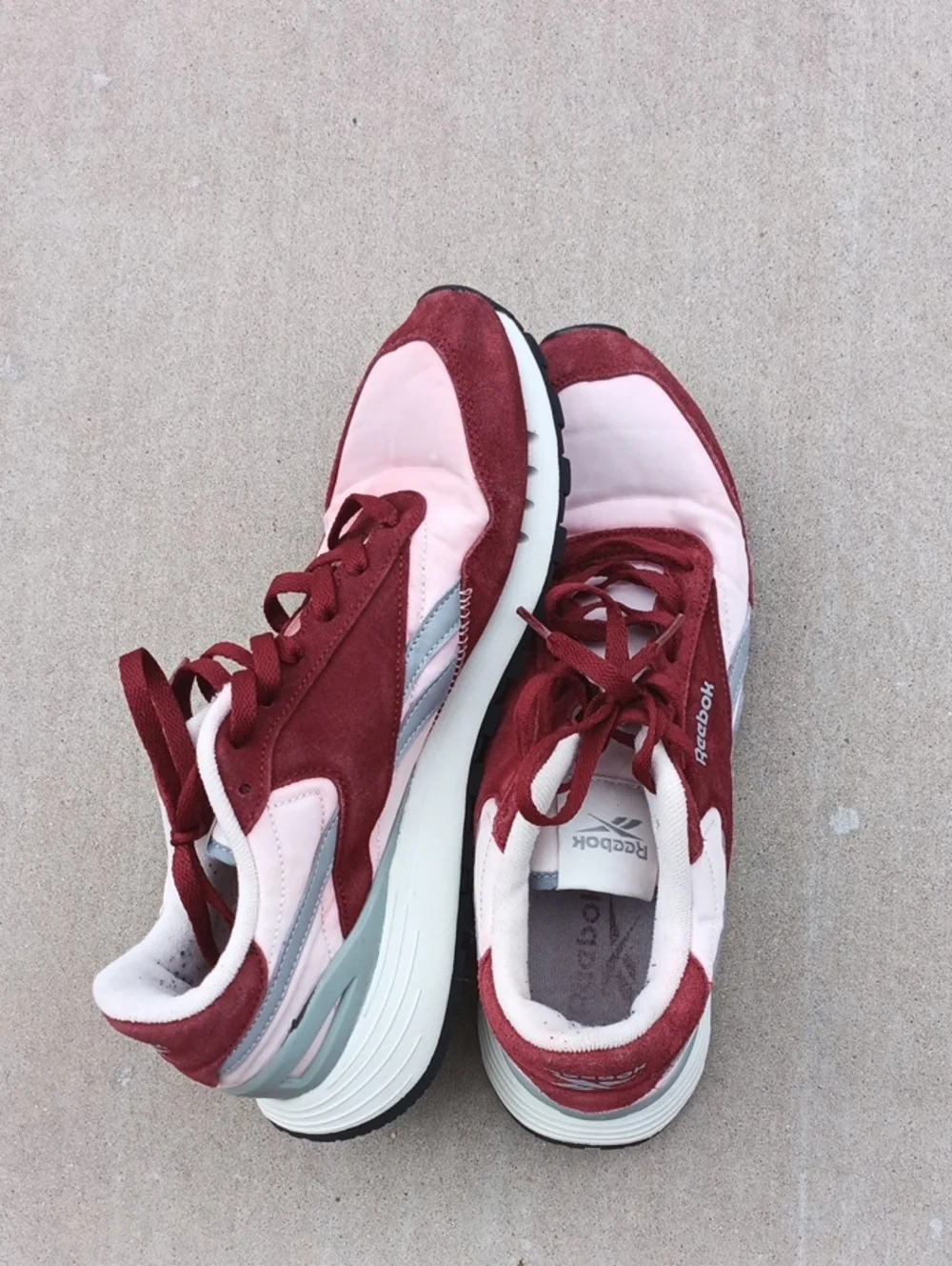 Reebok Women's Burgundy and Light Pink Retro Runner Sneakers